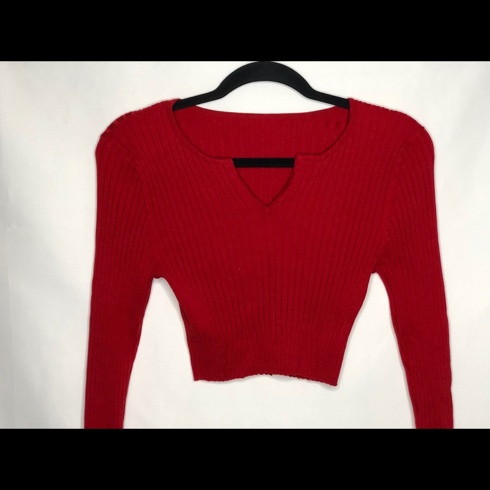 Women’s Red Knit Crop Top